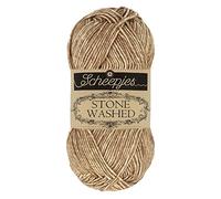 Scheepjes Stone Washed fil à tricoter 50 g - coloris 804 Boulder Opal marron, mélange coton/acrylique
