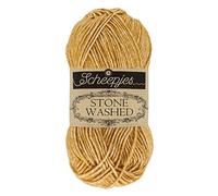 Scheepjes Stone Washed fil à tricoter 50 g - Jaune Jasper 809, mélange coton et acrylique