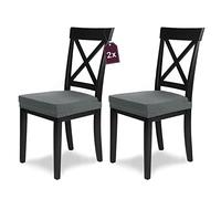 SCHEFFLER-Home Couvre Chaise Extensible « Luna » / Lot de 2 / Anthracite/Housse de Chaise élastique en Flanelle/Housse élégante pour chaises