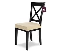 SCHEFFLER-Home Couvre Chaise Extensible « Luna » / Lot de 4 / crème/Housse de Chaise élastique en Flanelle/Housse élégante pour chaises