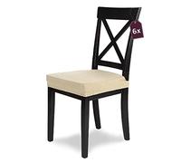 SCHEFFLER-Home Couvre Chaise Extensible « Luna » / Lot de 6 / crème/Housse de Chaise élastique en Flanelle/Housse élégante pour chaises