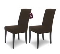 SCHEFFLER-Home Housse de Chaise élastique « Mia » en Microfibre/Lot de 2 / Marron/Housse de Chaise élégante/revêtement pour chaises et sièges