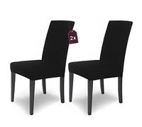 SCHEFFLER-Home Housse de Chaise élastique « Mia » en Microfibre/Lot de 2 / Noir/Housse de Chaise élégante/revêtement pour chaises et sièges