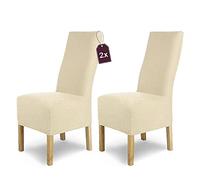 SCHEFFLER-Home Housse de Chaise en Flanelle élastique « Luna-Long » / Lot de 2 / crème/Housses de Chaise pour chaises de balançoire/Housse Extensible