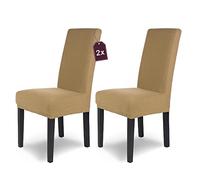 SCHEFFLER-Home Housse de Chaise en Flanelle élastique « Luna » / Lot de 2 / Beige/Housses de Chaise pour chaises de balançoire/Housse Extensible
