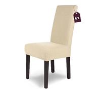 SCHEFFLER-Home Housse de Chaise en Flanelle élastique « Luna » / Lot de 6 / crème/Housses de Chaise pour chaises de balançoire/Housse Extensible
