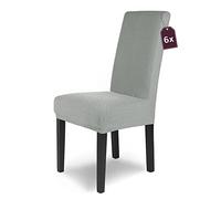 SCHEFFLER-Home Housse de Chaise en Flanelle élastique « Luna » / Lot de 6 / Gris/Housses de Chaise pour chaises de balançoire/Housse Extensible