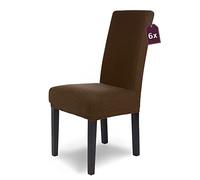 SCHEFFLER-Home Housse de Chaise en Flanelle élastique « Luna » / Lot de 6 / Marron/Housses de Chaise pour chaises de balançoire/Housse Extensible