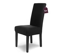SCHEFFLER-Home Housse de Chaise en Flanelle élastique « Luna » / Lot de 6 / Noir/Housses de Chaise pour chaises de balançoire/Housse Extensible
