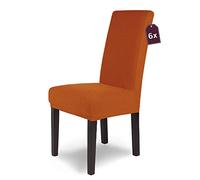 SCHEFFLER-Home Housse de Chaise en Flanelle élastique « Luna » / Lot de 6 / Terra/Housses de Chaise pour chaises de balançoire/Housse Extensible