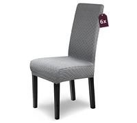 SCHEFFLER-Home Housse de Chaise Extensible Emil/Housse de Chaise Extensible Gris Set de 6 / Housse de Chaise Extensible/Housse de Chaise balançoire/Housse de Chaise Extensible en Flanelle
