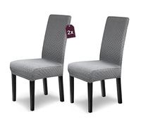 SCHEFFLER-Home Housse de Chaise Extensible Emil - Set de 2 en Gris - Housse de Chaise Balançoire en Flanelle