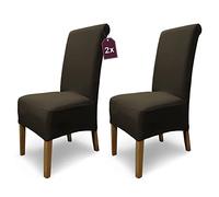 SCHEFFLER-Home Housse de Chaise Extensible « Emma » / Lot de 2 / Marron/Housse de Chaise élastique en Coton/Housse Extensible avec Bande élastique/Housse de Chaise élégante
