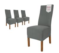 SCHEFFLER-Home Housse de Chaise Extensible « Emma » / Lot de 4 / Gris / Élastique en Coton / Avec Bande Élastique / Élégante