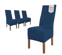 SCHEFFLER-Home Housse de Chaise Extensible « Lena » / Lot de 4 / Bleu / Élastique et Élégante