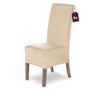 SCHEFFLER-Home Housse de Chaise Extensible « Lena » / Lot de 4 / Crème / Élastique / Élégante Avec Élastique