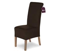 SCHEFFLER-Home Housse de Chaise Extensible « Lena » / Lot de 4 / Marron/Housse de Chaise élastique/Housse de Chaise Extensible avec élastique/Housse de Chaise élégante