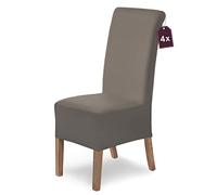 SCHEFFLER-Home Housse de Chaise Extensible « Lena » / Lot de 4 / Taupe/Housse de Chaise élastique/Housse de Chaise Extensible avec élastique/Housse de Chaise élégante