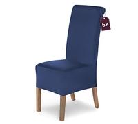 SCHEFFLER-Home Housse de Chaise Extensible « Lena » / Lot de 6 / Bleu/Housse de Chaise élastique/Housse de Chaise Extensible avec élastique/Housse de Chaise élégante
