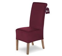 SCHEFFLER-Home Housse de Chaise Extensible « Lena » / Lot de 6 / Bordeaux/Housse de Chaise élastique/Housse de Chaise Extensible avec élastique/Housse de Chaise élégante