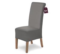 SCHEFFLER-Home Housse de Chaise Extensible « Lena » / Lot de 6 / Gris/Housse de Chaise élastique/Housse de Chaise Extensible avec élastique/Housse de Chaise élégante
