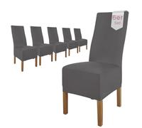 Scheffler-Home Housse de chaise extensible Lena/Lot de 6 housses de chaise élastiques/housse de siège sièges autoportants/housse de tension en microfibre avec bande élastique Housses de chaise