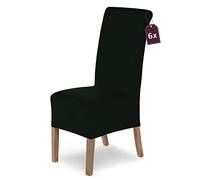 SCHEFFLER-Home Housse de Chaise Extensible « Lena » / Lot de 6 / Noir/Housse de Chaise élastique/Housse de Chaise Extensible avec élastique/Housse de Chaise élégante