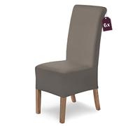 SCHEFFLER-Home Housse de Chaise Extensible « Lena » / Lot de 6 / Taupe/Housse de Chaise élastique/Housse de Chaise Extensible avec élastique/Housse de Chaise élégante