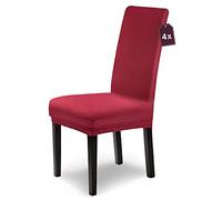 SCHEFFLER-Home Housse de chaise extensible Leni/Bordeaux Lot de 4 housses de chaise extensible pour chaises à dossier haut