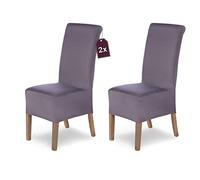 Scheffler Home Lot de 2 housses de chaise Lena gris nordique, élastiques et durables, pour chaises basculantes, lavables et robustes, certifiées Öko-Tex