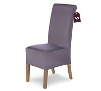 Scheffler Home Lot de 4 housses de chaise Lena gris nordique, élastiques et durables, pour chaises basculantes, lavables et robustes, certifiées Öko-Tex