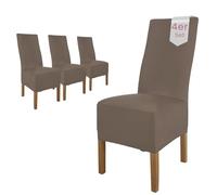 Scheffler Home Lot de 4 housses de chaise Lena Silvara Taupe - Housses de chaise élastiques et durables pour chaises de salle à manger et chaises rembourrées - Certifié Öko-Tex