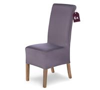 Scheffler Home Lot de 6 housses de chaise Lena gris nordique, élastiques et durables, pour chaises basculantes, lavables et robustes, certifiées Öko-Tex
