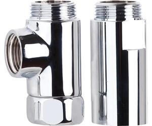 SCHELL 041010699 Set de raccordement en T et écarteur en laiton avec 1 pièce en T avec ÜM G 3,4 IG x G 3,4 AG x G 1,2 IG, 1 x écarteur G 3,4 IG x G 3,4 AG, DN20 Chromé