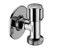 Schell Valve de raccordement 1/2" x 3/4", extra peu encombrante pour les situations d'installation difficiles, avec rosace murale et poignée de confort ABS, fabriqué en Allemagne
