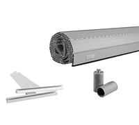 Schellenberg 20085 Gris Lot de blindés en PVC Mini Acier de 40 mm 80 x 100 cm-Largeur raccourcie-avec suspensions de Volets roulants-Barre d'extrémité en Aluminium-Bouchon de butée