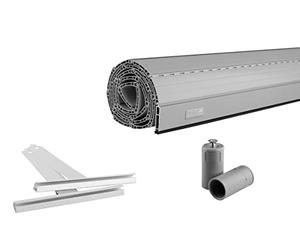 Schellenberg 20085 Gris Lot de blindés en PVC Mini Acier de 40 mm 80 x 100 cm-Largeur raccourcie-avec suspensions de Volets roulants-Barre d'extrémité en Aluminium-Bouchon de butée