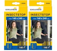 Schellenberg 20509 Rideau moustiquaire amovible pour porte, recoupable aux dimensions souhaitées, sans perçage, avec auto-aggripant de fixation, 140 x 240 cm Anthracite (Lot de 2)