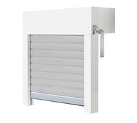 Schellenberg 39045 Kit de volet roulant pour fenêtre, système de volet roulant Mini PVC, 75 x 50 cm, blanc/gris, peut être raccourci en hauteur et largeur, avec isolation EPS et accessoires à monter