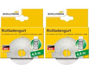 Schellenberg 44503 Sangle pour volet Roulant, 14 mm, 4,5 m, Blanc (Lot de 2)
