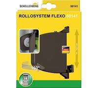 Schellenberg 50141 Enrouleur de sangle pour volet roulant, pour sangle de 14 mm de largeur, pivotant, Système Mini, Espacement des trous de 140 - 155 mm (réglable), Marron