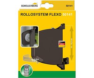 Schellenberg 50141 Enrouleur de sangle pour volet roulant, pour sangle de 14 mm de largeur, pivotant, Système Mini, Espacement des trous de 140 - 155 mm (réglable), Marron