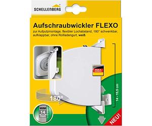 Schellenberg 50153 Enrouleur de sangle pour volet roulant, pivotant à 180°, rabattable, espacement des trous 14-15.5 cm (réglable), Blanc