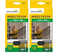 Schellenberg 50711 Moustiquaire fenêtre recoupable aux Dimensions souhaitées, avec Ruban Auto-aggripant de Fixation et Cutter, 100 x 100 cm, Anthracite (Lot de 2)