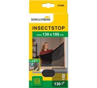 Schellenberg 51009 Moustiquaire élastique pour fenêtres anti insectes recoupable avec ruban auto-aggripant et cutter, 130 x 150 cm, Anthracite