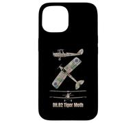 Schéma du biplan Britannique DH 82 Tiger Moth Coque pour iPhone 15