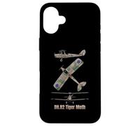 Schéma du biplan Britannique DH 82 Tiger Moth Coque pour iPhone 16 Plus