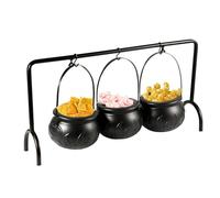Schéma hexen Kettle-Mini Pot Set en noir, Solletter Halloween | Décoration de table d'Halloween inquiétante, 3 chaudières noires sur Stand, coquilles pour , buffet, maquillage ou traitement
