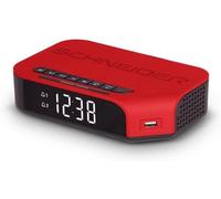 Scheneider Viva Rouge, Radio Fm Double Alarme Programmable, Réveil Alarme Ou Radio, Fonction Répétition D'Alarme, Port De Charge Usb Adaptateur De Piles Taille Unique