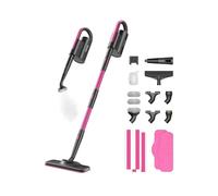 Schenley balai vapeur 19-en-1 avec nettoyeur à main détachable, double tige, pour murs, joints, sols durs et carrelage, avec accessoires, tampons microfibre lavables et jetables